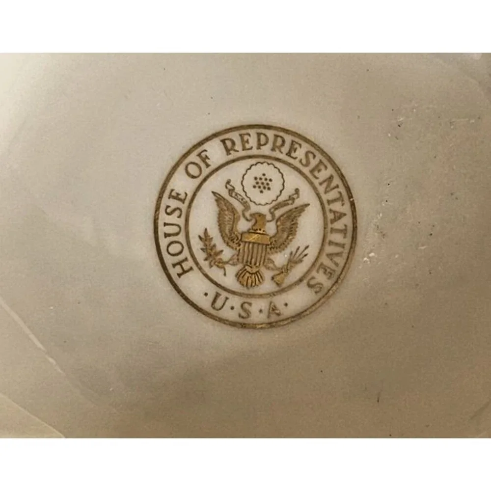 Lenox US House of Representatives Pickard China, Leaf Shape Candy Dish Gold Trim
